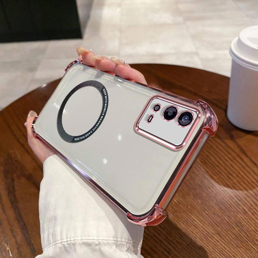 Case for OPPO A55 4G Clear Magnetic Casing Electroplated Lens Frame Phone Cover