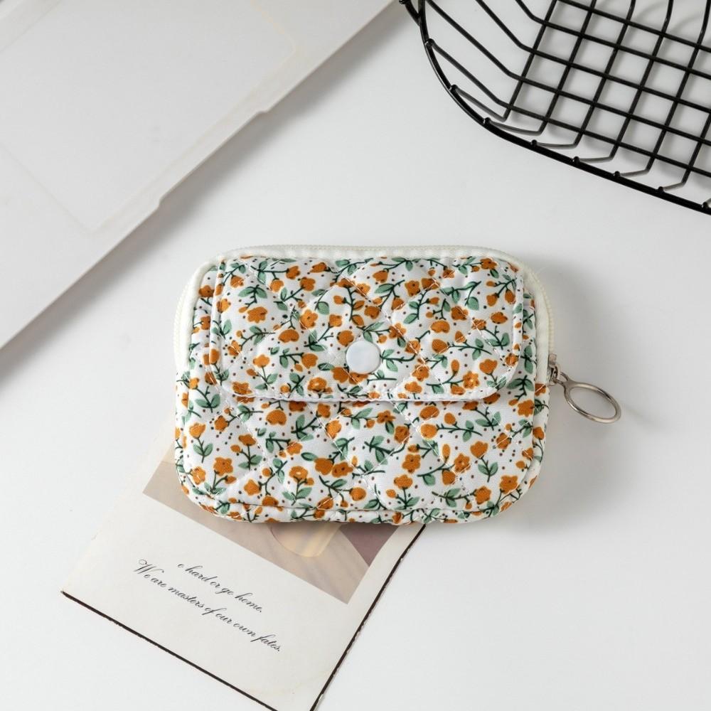 New Cartoon Floral Coin Purse Bow Print Large Capacity Storage Bag Headphone Bag
