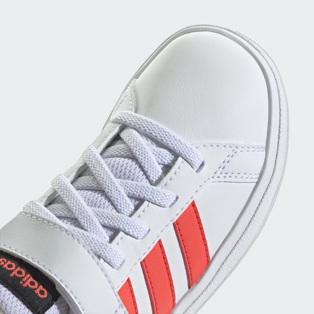 Adidas Grand Court EL Boys and Sizes Size Kids' 2.0 Sneakers, Girls, 17-25.5cm, Unisex, LKK27, Footwear, White/Bright Red/Core Black, 21.5cm (IG4840)