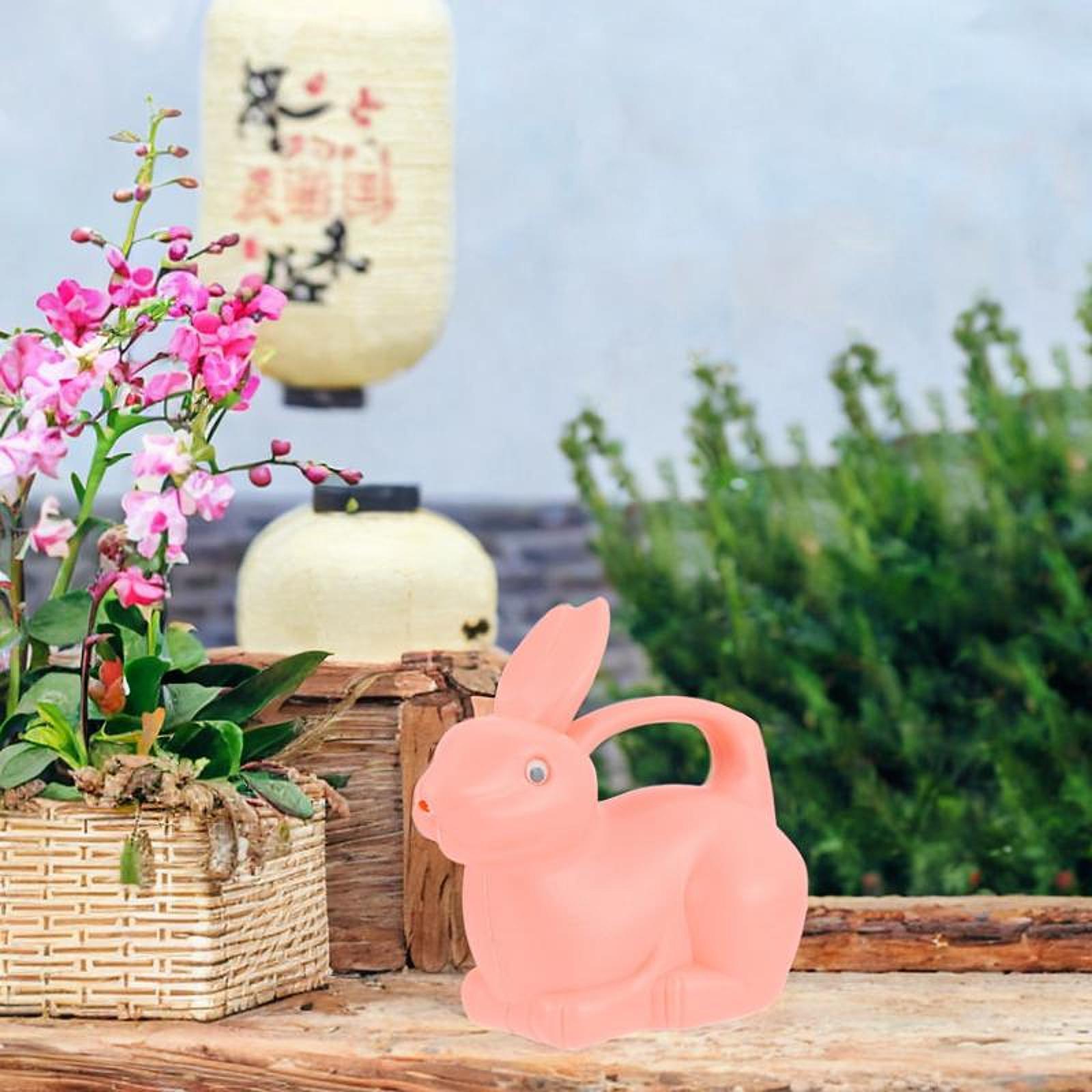 Children Bunny Shape PP Watering Can Pot Ergonomic Handle Home Decor Lightweight Multipurpose Garden Kettle 7.8x7.8inch Cute rosa
