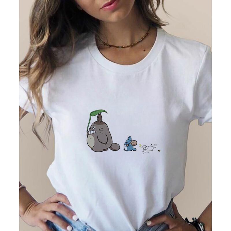 Totoro Studio Ghibli Harajuku 90S T Shirt Women O Neck Tshirt Kawaii Funny Cartoon T Shirt 3XL