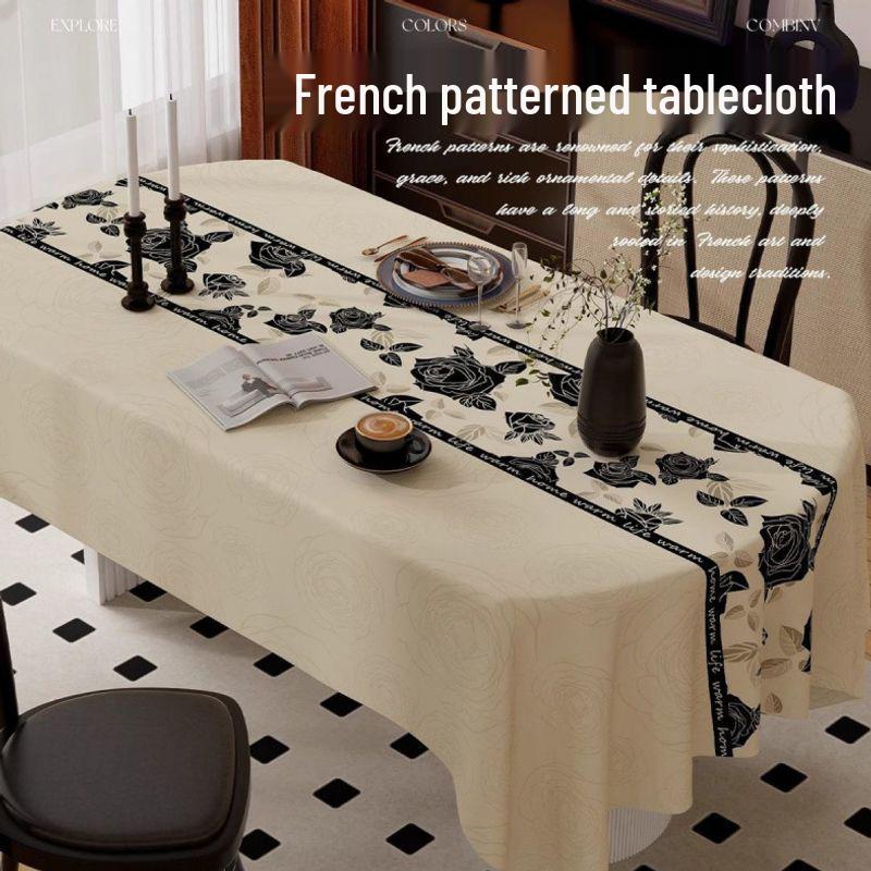 High-Quality PVC Rectangular Tablecloth - No-Wash, Stylish Design for Dining or Coffee Table, Essential for Spring Decor