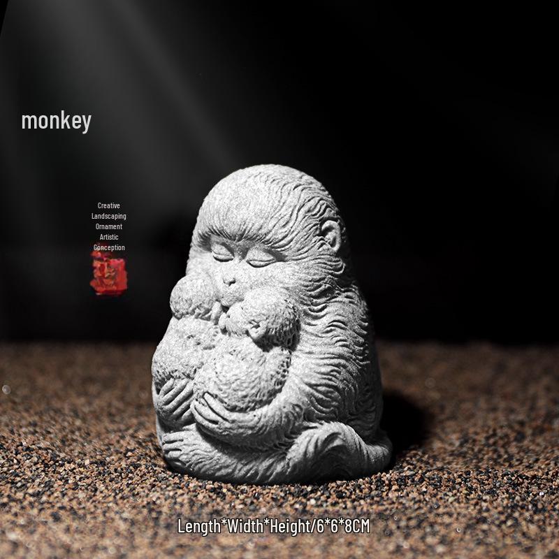 Statue de Bouddha en grès chinois - Décoration pour jardin intérieur et aquarium