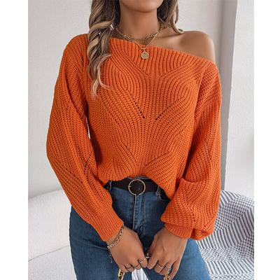 Mode Frauen Langarm Pullover Pullover 2023 Herbst Winter Off Schulter Lose Hohl Gestrickte Pullover Lässige Jumper Tops 29381