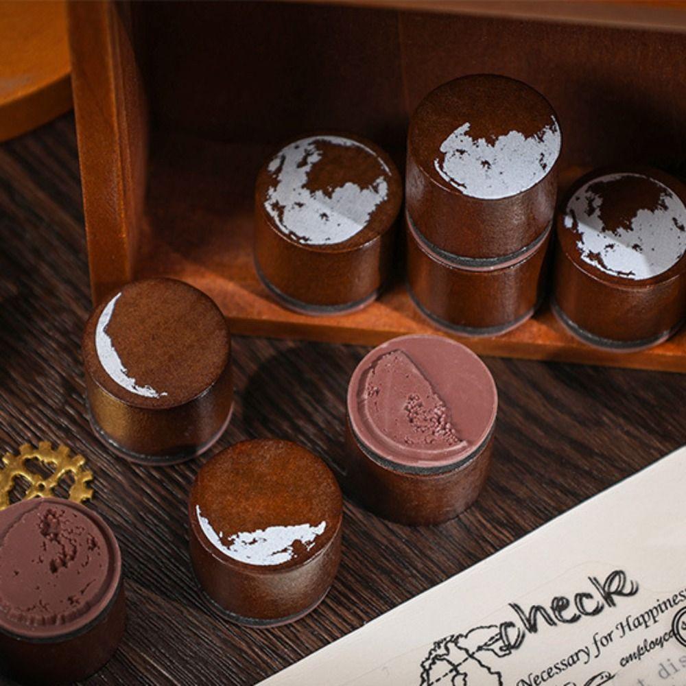 Circular Mini Wooden Seal Wooden DIY Decorative Stamp  Diary Decoration Accessories