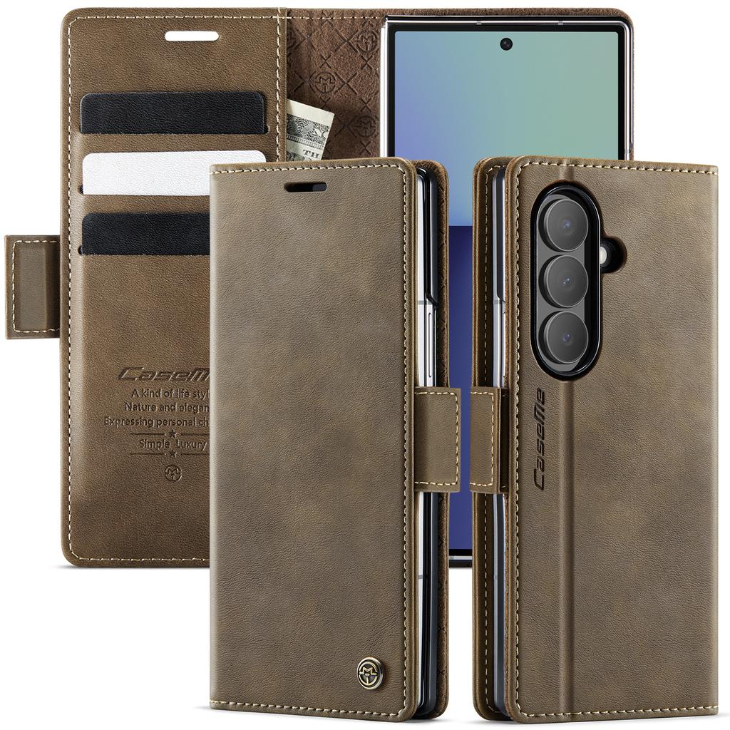 Geldbörse Leder Klappkartenhülle Für Samsung Galaxy Z Fold 7 Magnetische Hülle Stoßfest Ständer Coque