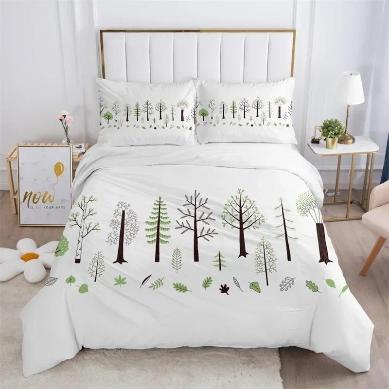 Set Biancheria da Letto Stampato Singolo Lato, Copripiumino Animali Piante Fiori Foglie Copri Piumino Cuscini Copriletti Comodi