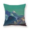Painted Snow Mountain Sunset Colorful Sky Retro Pillow Case Sofa Model Room Decoration Pillow