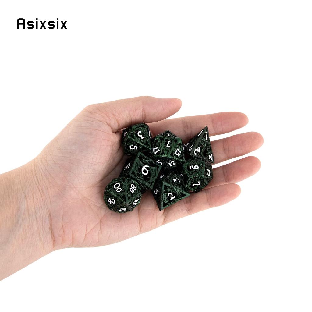 7 sztuk zielony biały smok metalowe kości smok pusty metalowy zestaw kości wielościennych nadaje się do odgrywania ról RPG gra planszowa gra karciana