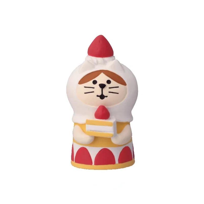 1pc Cat Scene Ornaments Valentine's Day Gifts Chocolate Food and Entertainment INS Strawberry Bread Decoration Resin Ornaments