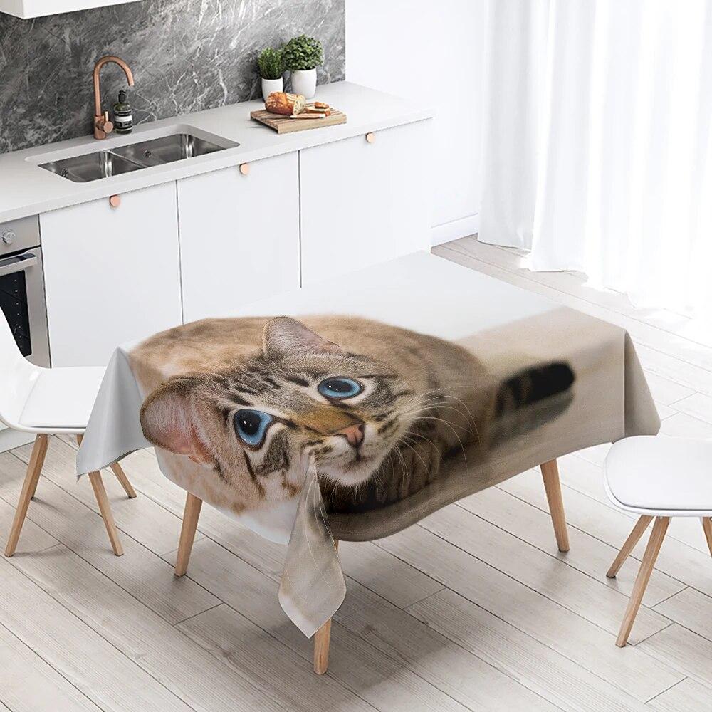 Cute Cat Tablecloth Party Restaurant Table Decoration Waterproof Rectangular  Kawaii New Home Kitchen