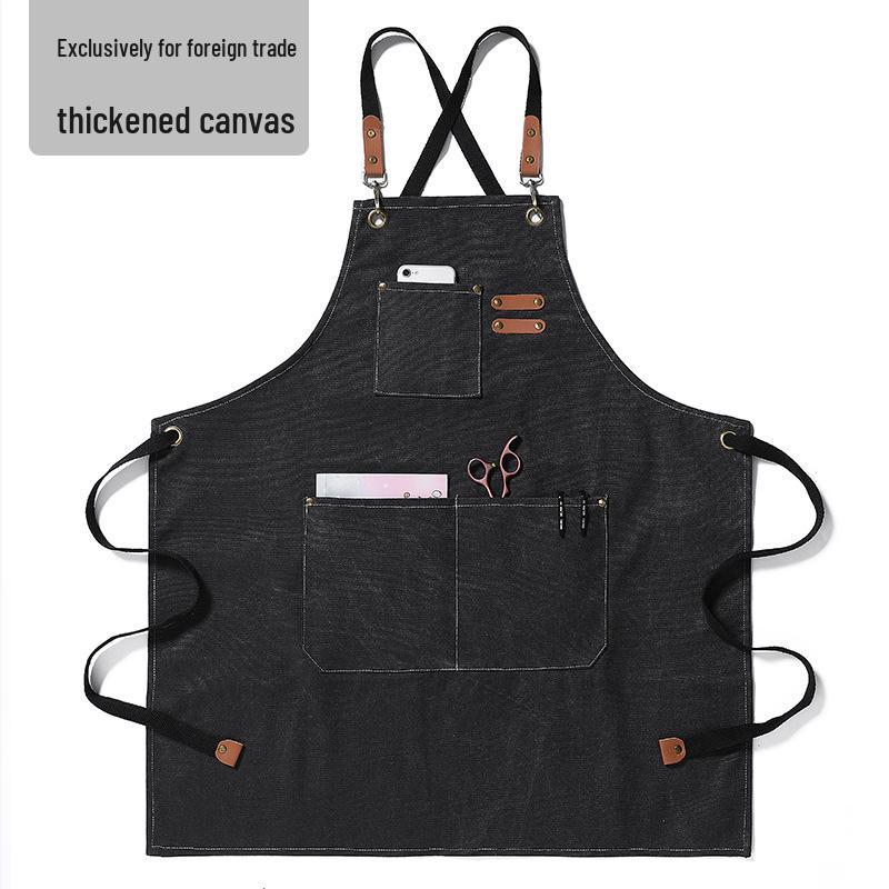 Canvas Denim Apron - Ideal for Barbers, Baking, Coffee, Gardening, and Restaurants.