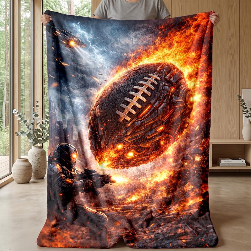 Sci-Fi Football Battle Theme blanket Lightweight Warm Flannel Blanket Decorative Throw Blanket for Home Decoration