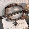 Sunflower plush button necklace autumn winter merard brown vintage choker niche collarbone chain tide