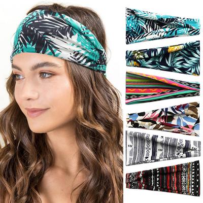 Fascia da Donna Stampa Fantasia Turbante Largo Lavorato a Maglia Cotone Fascia per Capelli Accessori per Capelli Annodata Intrecciata Fascia Bandane Ragazze