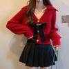 Women's French Doll Collar Knit Sweater with Bow - Fall/Winter 2024 Collection