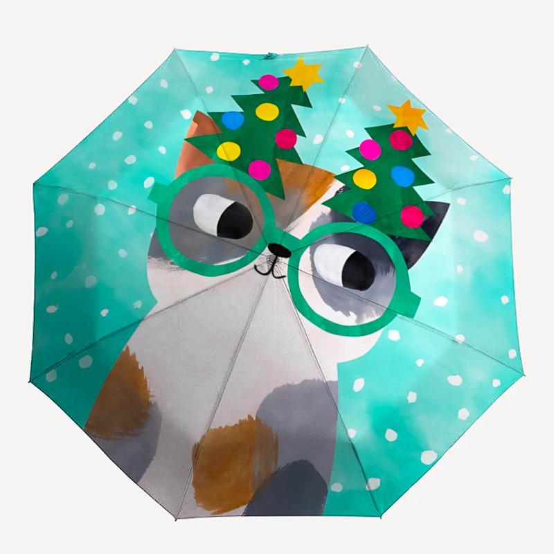 

1pc Christmas Cat Automatic Open/Close Umbrella Compact Folding Umbrella, All-Season Portable Umbrella for Women/Men279