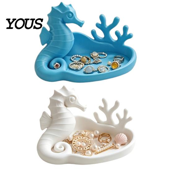 Small Accessory Holder Seahorse Coral Jewelry Tray, 3D Printed Ocean Themed Ring Earring Decorative Trinket Tray Holder, Dish for Vanity Table Desktop