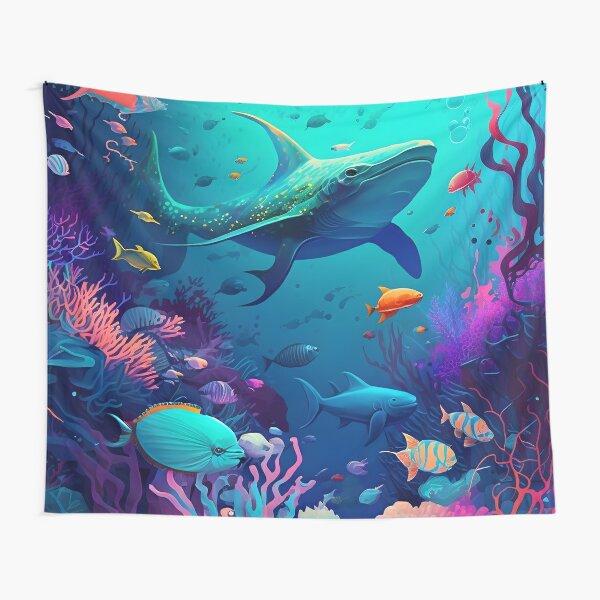 Undersea World Tapestry Tropical Fish Tapestry Wall Hanging Ocean Scenery Tapestries for Bedroom Living Room Home Decoration