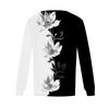 Women's Fashion Casual Pleated Round Neck  Print Long Sleeve T-Shirt Top