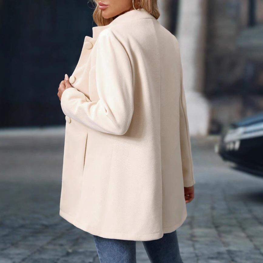 Women's Casual Turtleneck Long Woolen Coat Foreign Trade Autumn and Winter New Coat