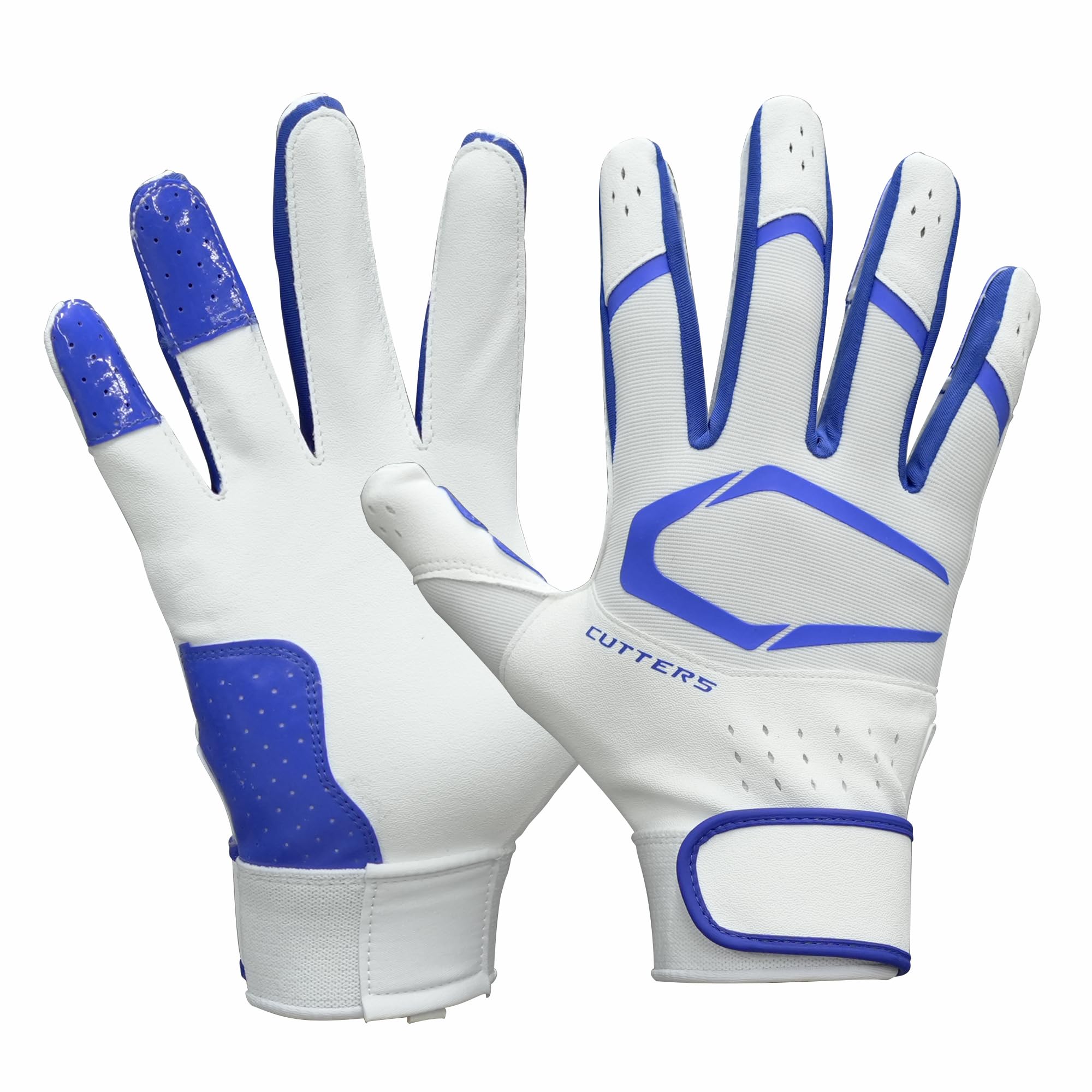 

CUTTERS B353 Prime Hero Batting 3.0 Gloves, Ambidextrous, Baseball/Softball, Medium, White/Royal