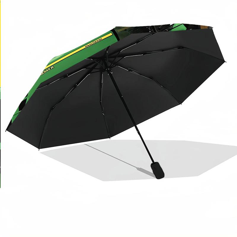John Deere Imprimé 8 ?Parapluie Pliant Léger Résistant au Vent à Bâtons Automatique Pour Voyages en Plein Air