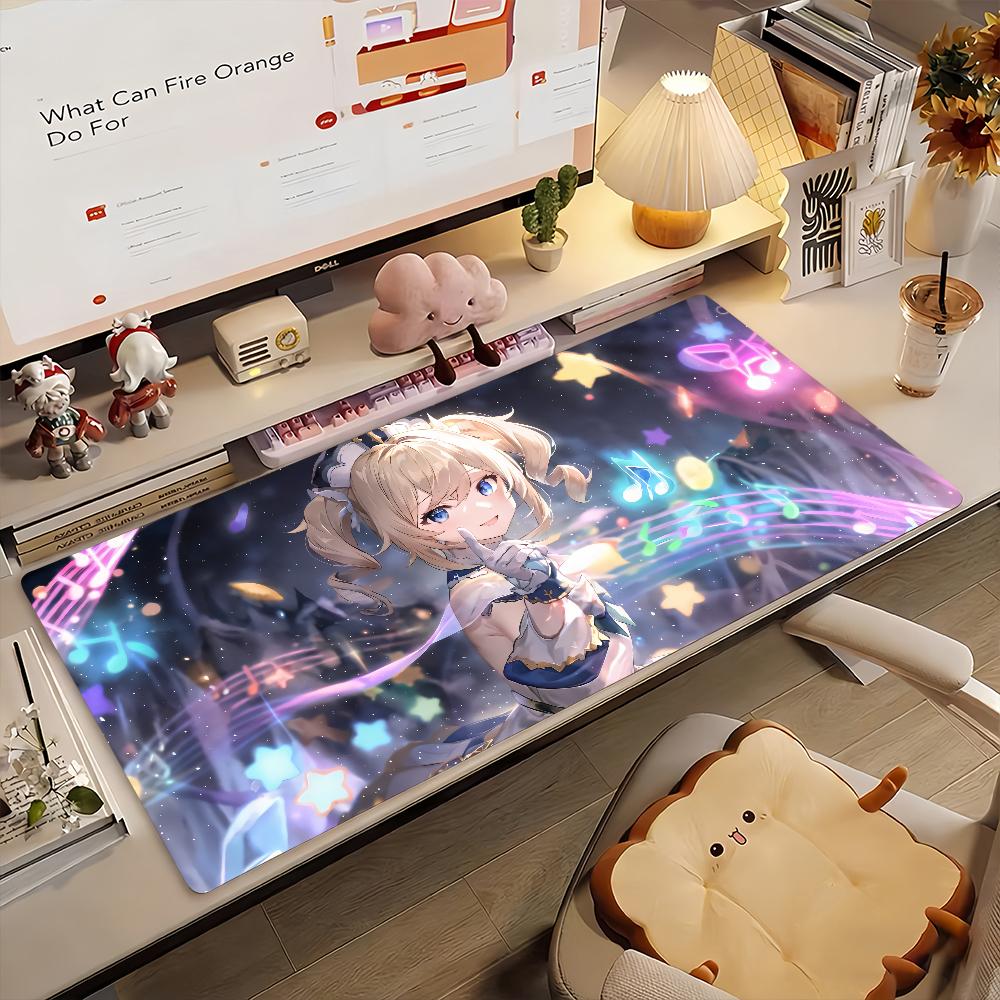 Gaming Mouse PadLarge Desk MatAntislip Stitched Edges Anime Girl with Music Notes Print Keyboard Pad for Gamer Home Office