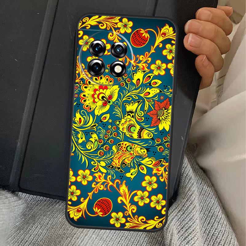 Khokhloma Russian Pattern Flower Case For OnePlus 15 13T 13 12 11 13R 12R 10R 10T 8T OnePlus Nord 5 CE 3 4 Lite N20 N30 Cover