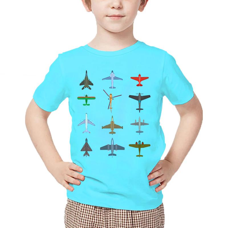 Farbiges Flugzeuge-Print Baby Jungen Sommer T-Shirt Cartoon Flugzeug T-Shirt Mädchen Lässig Kurzarm Y2K Oberteile Kind Harajuku T-Shirt