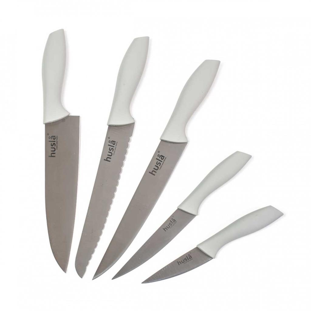Set Of 5 Kitchen Knives In A Block Husla 73964