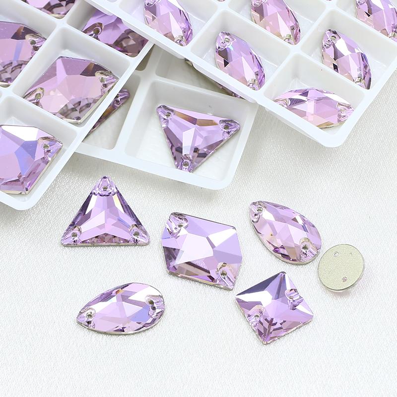 Dongzhou Crystals Luxury Quality Flatback Non-Hotfix Sew On Rhinestones Mix Shaped Violet Color DIY Garment Sewing Accessories