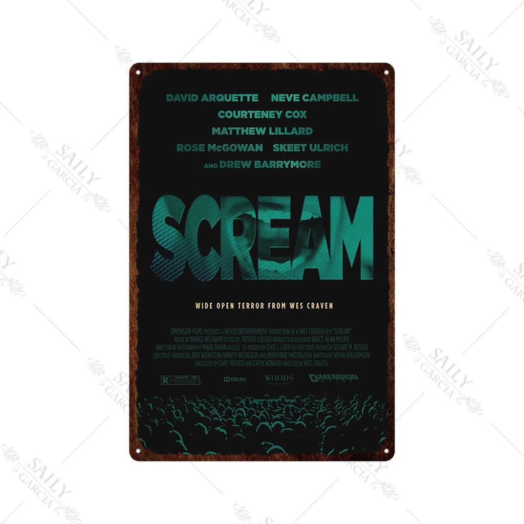 Scream Dead Horror Film Metal Tin Sign Posters Movies American Wall Art Metal Plates Man Cave Pub Bar Sign Metal Decor Plaques