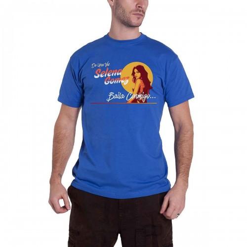 Camiseta de algodão mural adulto unissex Selena Gomez L azul royal