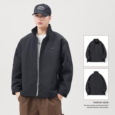 American Anti-Splashing Fabric Jacket Men'S Men'S Men'S Stand-Up Collar Tooling Jacket Men'S Trend