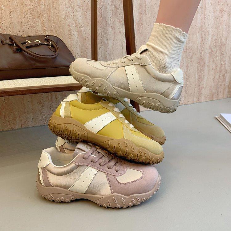 Real soft leather flat-bottomed non-slip versatile German training shoes 2025 spring new popular soft-soled sports and leisure Forrest Gump sho