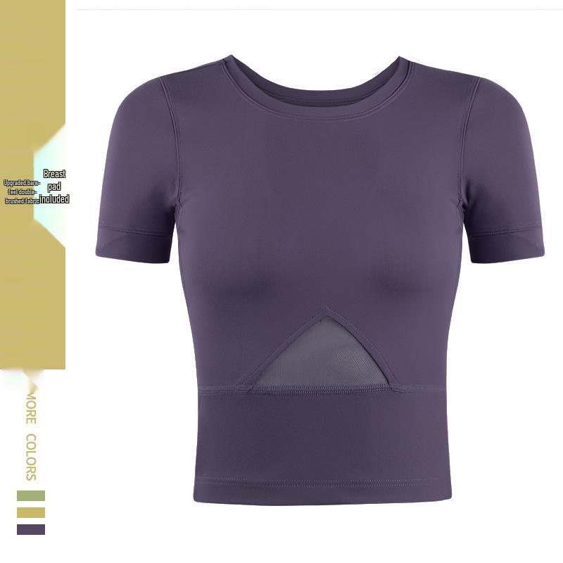 

Double-Milled Cotton Yoga Crop Top - Short-Sleeve, Chest-Hugging Fit Large