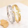 18K Golden Versatile White Shell Butterfly Stainless Steel Bracelet for Women, Fashionable and Light Luxury Open Leaf Bracelet Ins Ornament