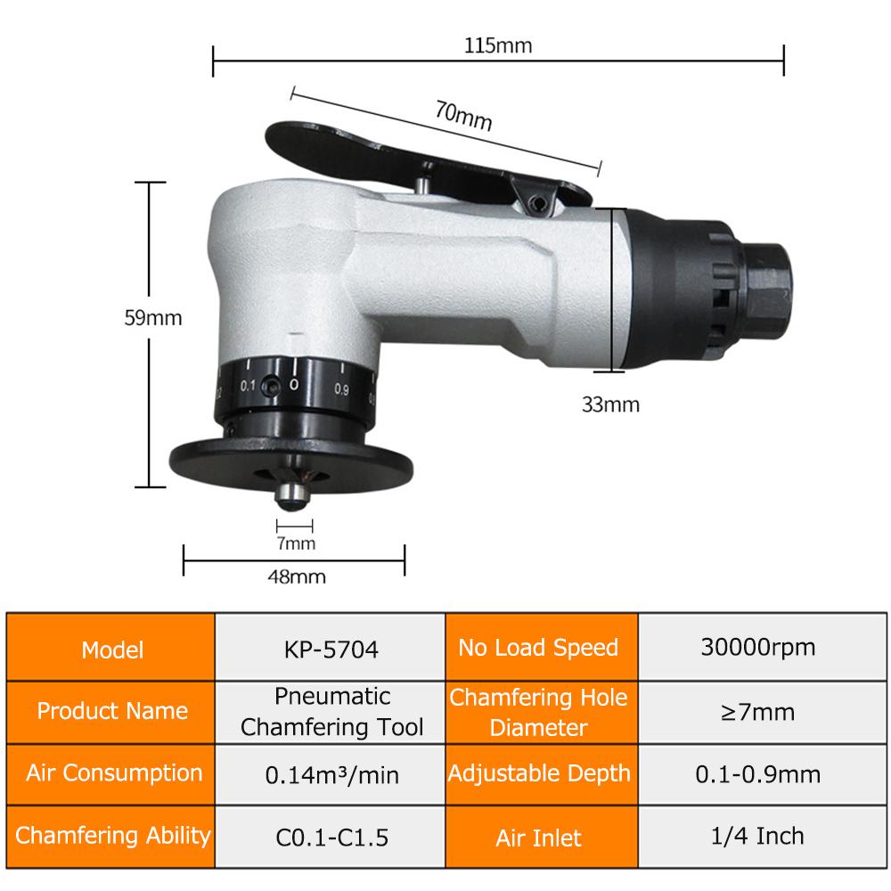 Mini Pneumatic Chamfering Machine 1/4 Inch Air Inlet Portable Hand Chamfering Tool with Adjustable