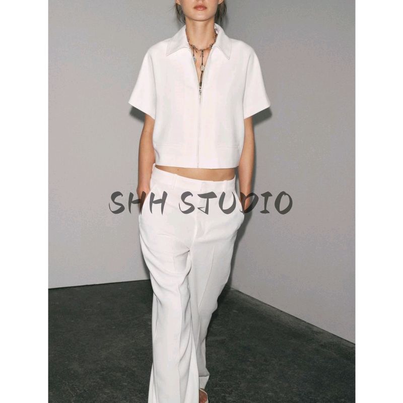 Lapel T-shirt Shory Style Outwear 8491053 8491053 Straight-leg Mid Waist Casual Pants 8491054