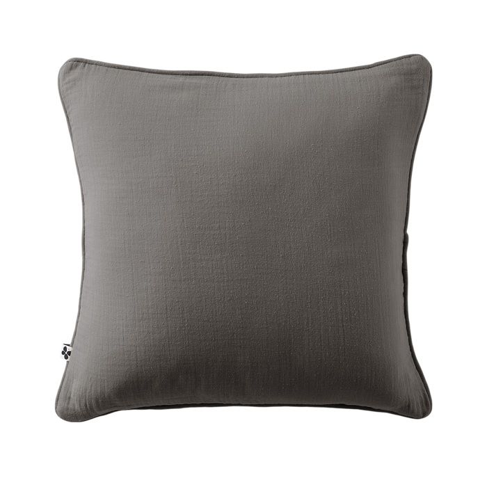 Coussin Déhoussable 45 X 45 Cm GAIA Anthracite – Gaze De Coton Avec Passepoil Élégant