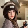 Fair Island wind hat sweet and cute cat ears knitted ear hat women's winter thickened and velvet warm Lei Feng hat