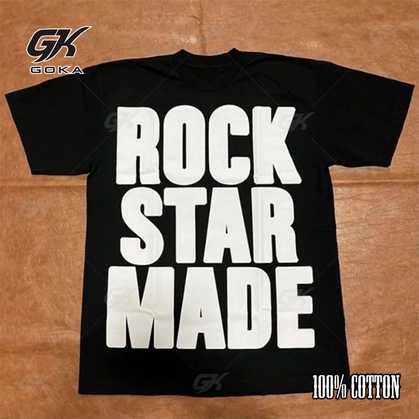 Rock Goth Fashion Men's Punk Hip Hop Rap Vintage Letter Print Short Hipster T-Shirt Casual Oversized Y2K Cotton Streetwear