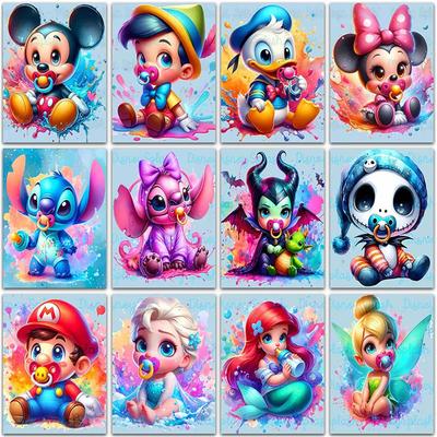Kit Pittura Diamante Mickey Lilo e Stitch Carini Super Mario Decorazioni per la Casa Quadrato Pieno&Rotondo Mosaico Ricamo Punto Croce