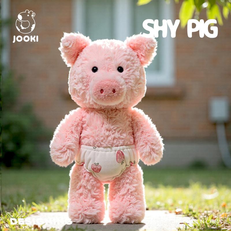 35CM Lovely Pink Pig Plush Toys Soft Stuffed Shy Piggy Doll Cartoon Pink Diaper Pig Animal Plush Toys Girl Kids Birthday Gifts 35cm Pig Plush Toy