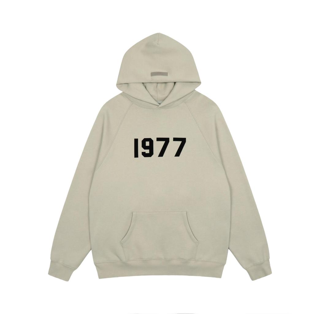 ESSENTIALS 1977 Flockad Huvtröja för Herr & Dam, Stor Storlek Lös Fleecefodrad Casual Jacka.