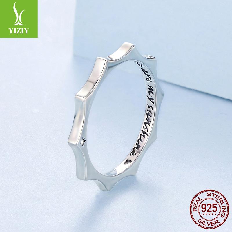 English Lettering Sun Ring Men'S And Women'S Sunshine Vitality S925 Sterling Silver High-End Ring Jewelry