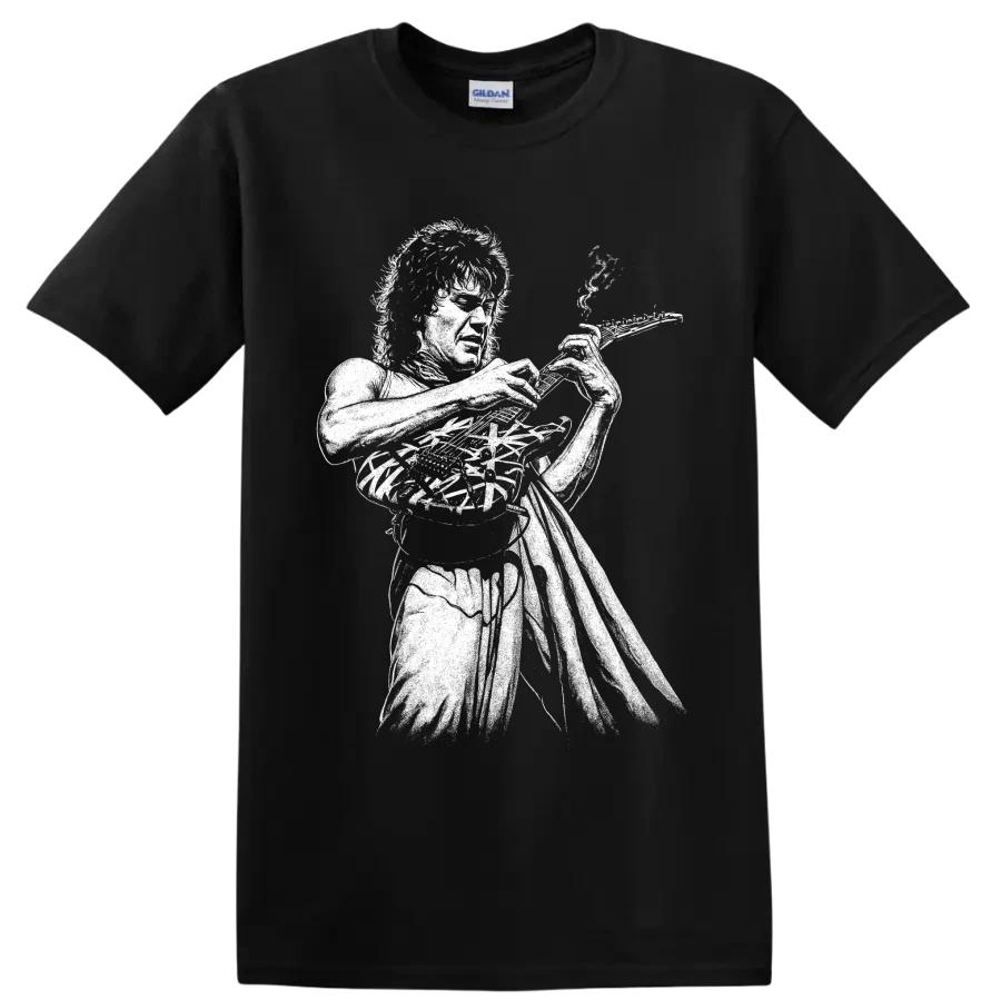 Eddie Van Halen Guitarist T Shirt Rock Music Portrait Graphic Tee Legend Gift
