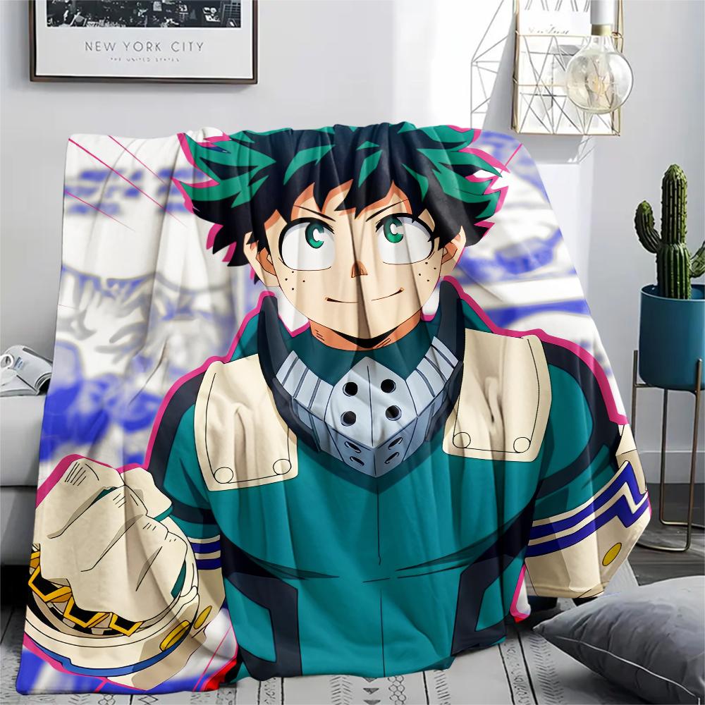 My Hero Academia Izuku Pattern Flannel Blanket, High Quality Comfortable for All Seasons, Home Decor, Warmth and Comfort, Perfect for Gifts.