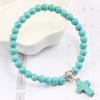 Gebetsarmband 6MM Onyx Natursteinperlen Religion Jesus Kreuz Anhänger Armbänder Armreifen für Männer Frauen Yoga Freundschaft Schmuck